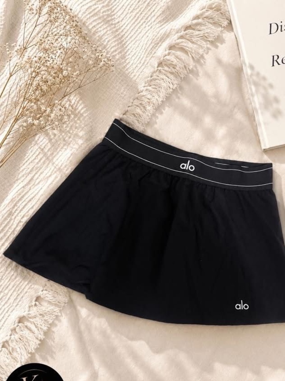 ALO Yoga Black Circle Skirt with Branded Waistband